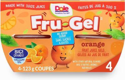 CF209-OU : Dole CF209-OU : Lunch and snacks - Fruity - Orange Fruit Juice Gel DOLE , ORANGE FRUIT JUICE GEL , 6 x (4 x 123G)