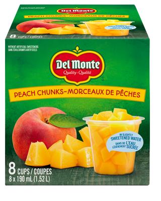 CF334-OU : Del monte CF334-OU : Lunch and snacks - Fruity - Chuncks Peache (cup) DEL MONTE, CHUNCKS PEACHE (cup), 8 x 190 ml