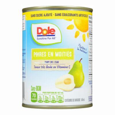 CF499-OU : Dole CF499-OU : Lunch and snacks - Fruity - Pear Halves Without Sugar DOLE, PEAR HALVES without sugar, 12 x 540 ML