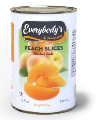 CF8121 : Everybody's CF8121 : Preserves and jars - Fruits - Peach Slice EVERYBODY'S, PEACH SLICE, 24 x 398 ML