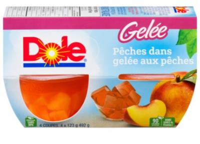 CF96-OU : Dole CF96-OU : Lunch and snacks - Fruity - Fruit Cup Peaches In Peache Gel DOLE , FRUIT CUP PEACHES in PEACHE GEL,6 x ( 4 x 123G)