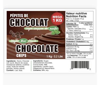 CG1515 : Mega chipits CG1515 : Confectionery - Chocolate - Bag MEGA CHIPITS , BAG , 12 x 1kg (menthe)