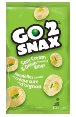 CG7223-OU : Go 2 snax CG7223-OU : Lunch and snacks - Cookies - Sour Cream & Onion Ring GO 2 SNAX,SOUR CREAM & ONION RING, 12 x 150g