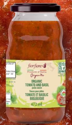 CH274-OU : Fiorfiore CH274-OU : Condiments - Sauce - Tomato Basil Sauce FIORFIORE, TOMATO basil SAUCE, 12 x 655ML