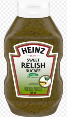 CH424 : Heinz CH424 : Condiments - Ketchup - Relish (squeez) HEINZ,RELISH (squeez),12 x 750ML