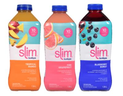 CJ9884 : Sunrype CJ9884 : Beverages - Energy drinks - Slim Juice Assorted (10 Cal.) SUNRYPE, SLIM JUICE assorted (10 cal.), 432 x 1.36 L