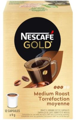 CK145 : NescafÉ CK145 : Beverages - Coffee - K-cups Gold Coffee Medium Roast NESCAFÉ, K-CUPS GOLD COFFEE medium roast, 6 x 12 CUPS