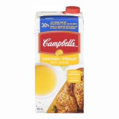 CS990-OU : Campbell's CS990-OU : Preserves and jars - Soups - Chicken Broth 30% Less Salt CAMPBELL'S, CHICKEN BROTH 30% less salt, 12 x 900 ML