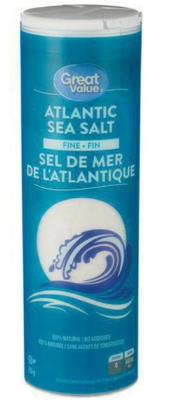 E2-OU : Great value E2-OU : Condiments - Salt - Fine Sea Salt GREAT VALUE, FINE SEA SALT, 12 x 720g