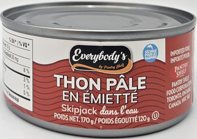 P0071 : Everybody's P0071 : Preserves and jars - Meat - Flaked Light Tuna EVERYBODY'S, FLAKED LIGHT TUNA , 48 x 170G