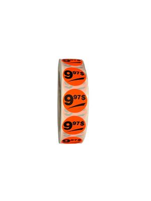 PR997 : Price rolls PR997 : Accessories & Supplies - Discount sticker - 9.97$ Fluo PRICE ROLLS, 9.97$ FLUO, 1000/rlx